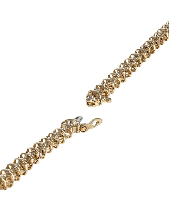 Alternating Diamond Curve Link Inline Bracelet in Yellow Gold